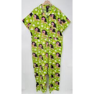 Nooworks Twill Coveralls Green Checkered Ladies Pantsuit Jumpsuit 4XL 4X
